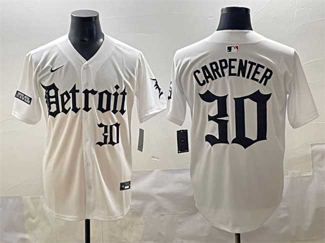 Men%27s Detroit Tigers #30 Kerry Carpenter White Motor Gothic Edition Vapor Premier Limited Stitched Jersey->detroit tigers->MLB Jersey